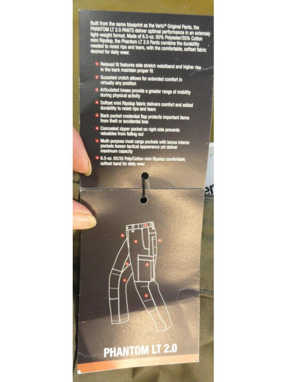 NEW Xvertx Phantom LT Tactical Pants Mens OD Green Cargo Work Gorpcore 35-36 - Picture 12 of 14